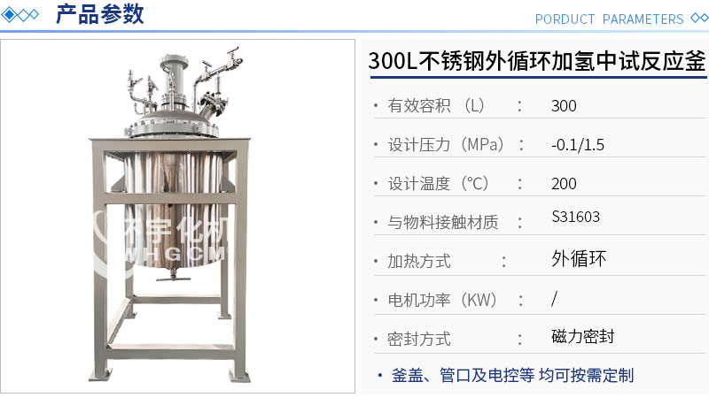 300L不銹鋼加氫中試反應釜